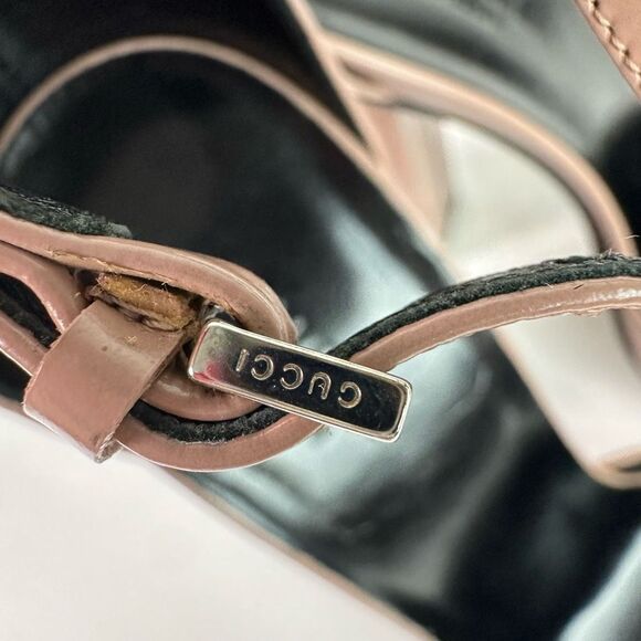 GUCCI Dusty Pink Horsebit Heel Sandal Size 36 Leather Block Ankle Mary Jane - Picture 10 of 13